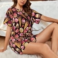 thumbnail image 4 of Balery Ice Cream Cake Conjunto de Pijama para Mujer con Estampado, Dos Piezas de Manga Corta y Shorts, Ropa de Dormir Suave con Cuello Redondo y Bolsillos-Small, 4 of 6