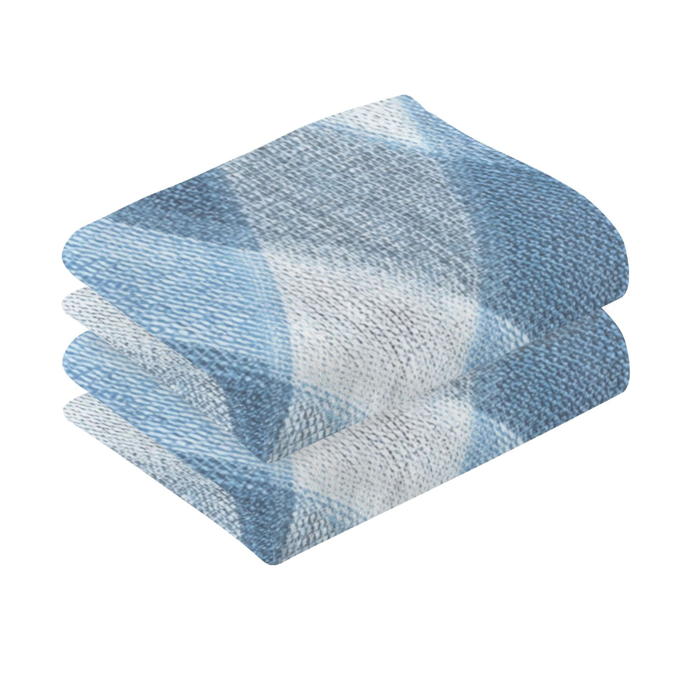 2 Pieces of Cotton Towel Face Towel Set Hand Towel Bath Towel Cotton Bath Towel Sets Light Blue Denim