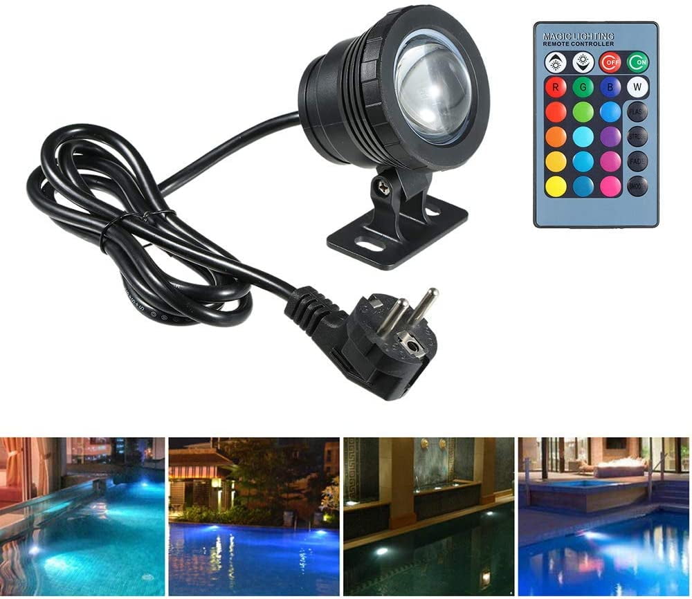Dedang 5W Swimming Pool Light with Remote Control 4 Modes RGBW IP68 85265V LED Spotlight