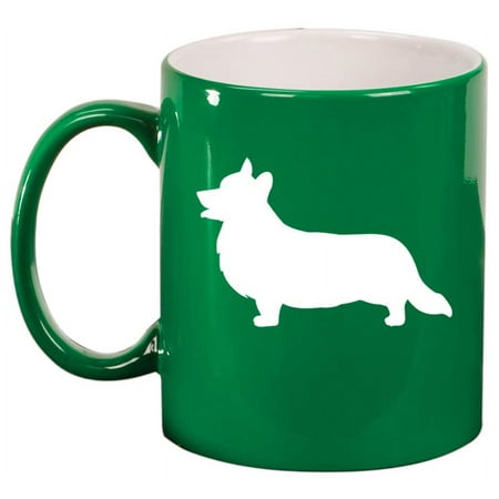 

Corgi Pembroke Welsh Ceramic Coffee Mug Tea Cup Gift for Her Him Friend Coworker Wife Husband Animal Lover (11oz Green)