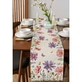thumbnail image 4 of Pink Purple Flowers Table Runner Cotton Linen 90 Inch Holiday Dresser Scarves, Retro Botanical Floral Butterfly Tablerunner for Kitchen Coffee Dining Bedroom Living Room Dinner Scarf Décor 13''x90'', 4 of 9