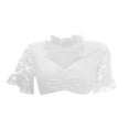 thumbnail image 4 of Odbmxy Short Sleeve Plus Size Blouses for Women Summer Lace Ladies Tops Plain Party Slim Cropped Casual White Tops, 4 of 5