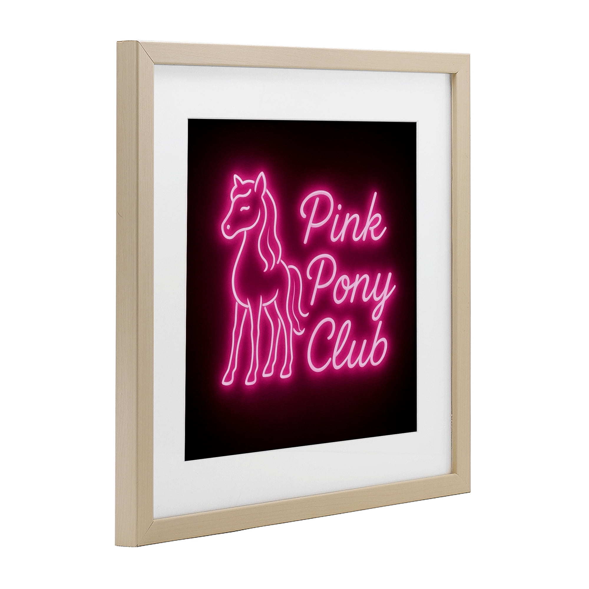 Stupell Industries Pink Pony Club Neon Birch Framed Print Under Glass, design by Grotto Studios