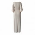 thumbnail image 5 of Aimik Women's V-Neck Short Sleeve Twist Front Slit Midi Dress Ruched Bodycon Elegant Evening Cocktail Dress, 5 of 5