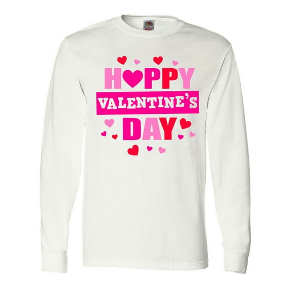 Inktastic Happy Valentine's Day with Hearts Long Sleeve T-Shirt