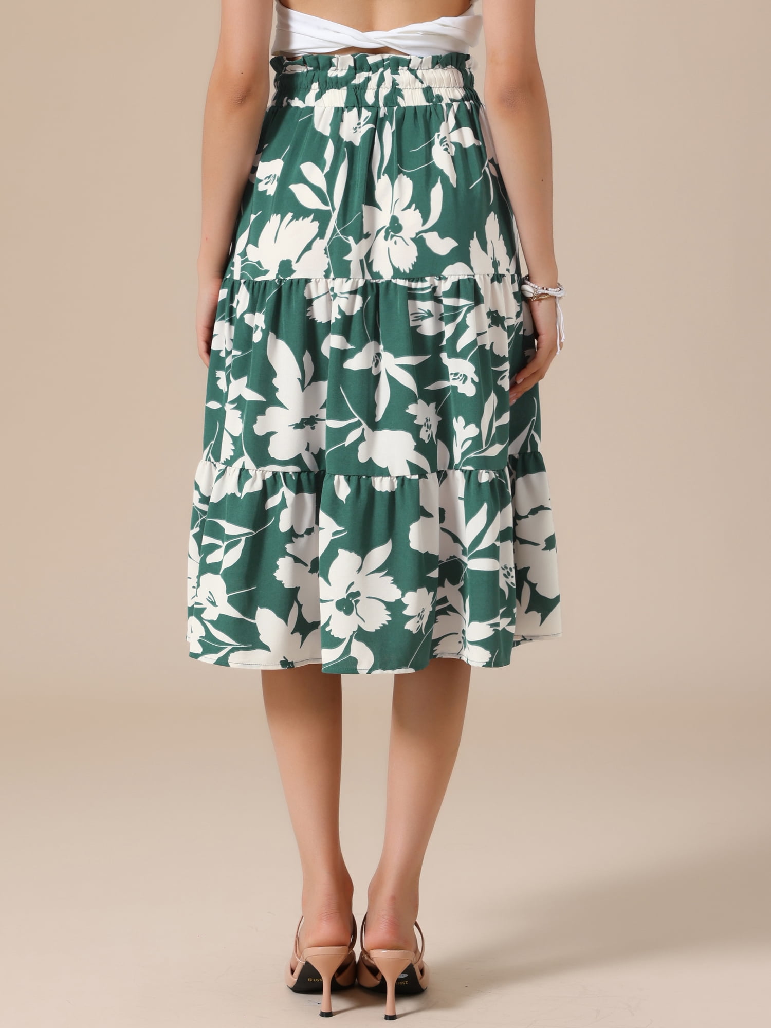 DARING DIVA Women's Dressy Flowy A-line Boho Skirts X-Large Green
