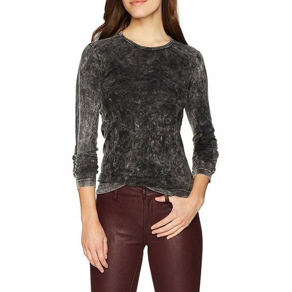 Three Dots Women's Heritage Knit Rocker Crew Mid Shirt, Black, X-Large