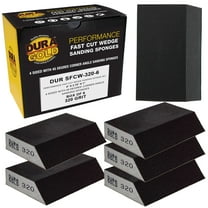 Dura-Gold 320 Grit 4-Sided Hand Sanding Block Sponges with Angled Edge, Box of 6 - Performance Flex 3.9" x 2.75" x 1" Wet or Dry Flexible Sandpaper Abrasive Pads - Wood, Drywall, Metal Auto Paint
