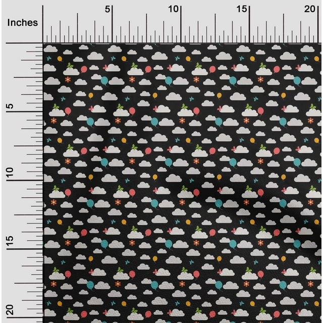 oneOone Cotton Poplin Fabric Insect|Balloon & Clouds Nature Decor Fabric Printed BTY 42 Inch Wide