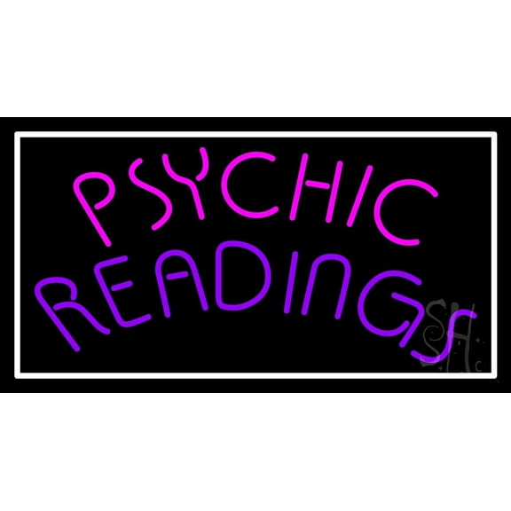 Pink Psychic Purple Readings LED Neon Sign 13" Tall x 24" Wide - inches Black Square Cut Acrylic Backing, with Dimmer - Bright and Premium built indoor LED Neon Sign for Storefront.