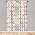 thumbnail image 4 of Ambesonne Mushroom Window Curtains, Cartoon Autumn Forest Food, Each 28" W x 63" L, Mustard Dark Coral and Blue, 4 of 4