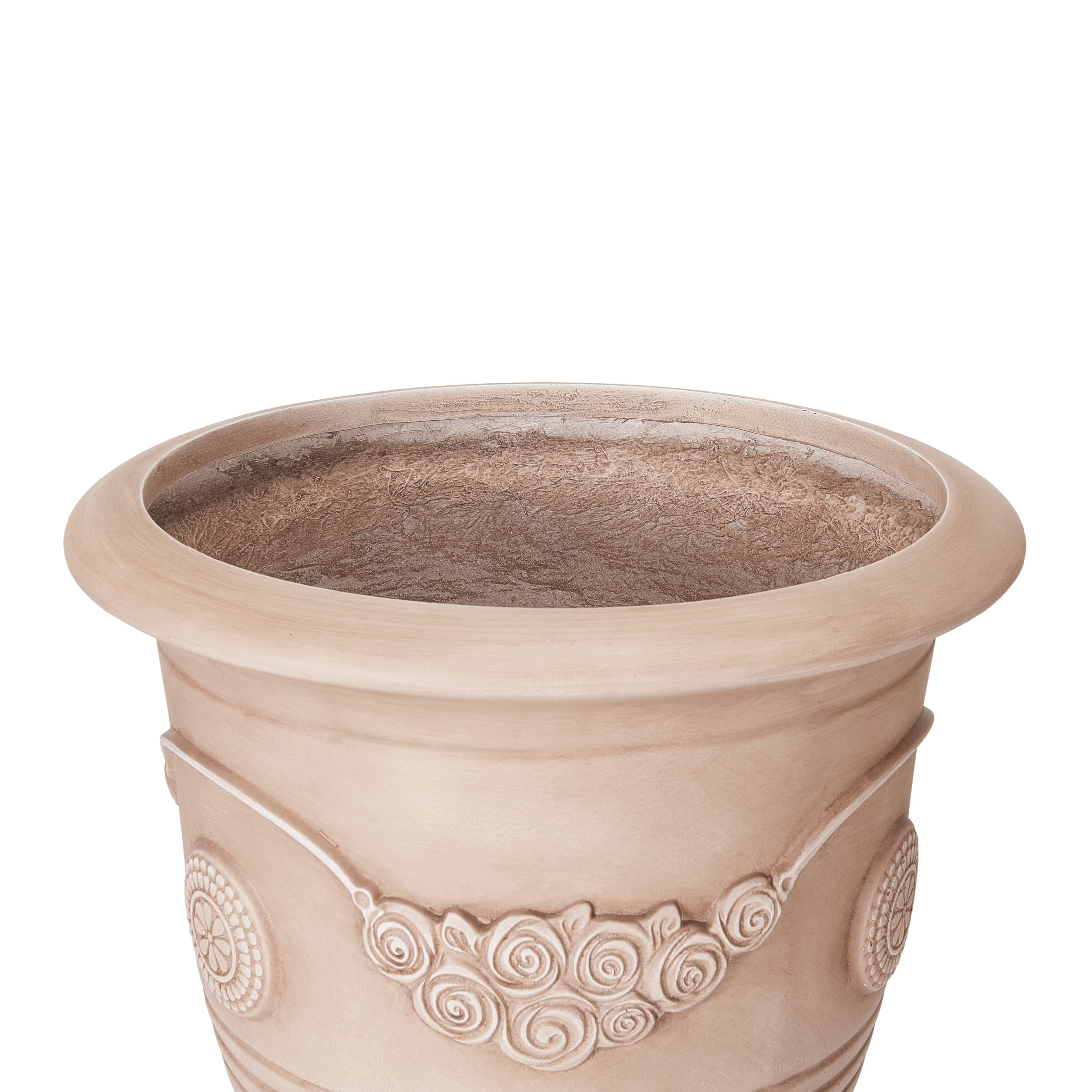 Christopher Knight Home 21.26"H Vintage MGO Outdoor Flower Urn Planter for Garden, Beige Brushed