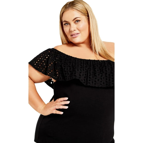 Avenue Women's Plus Size Lexi Mixed Media Top