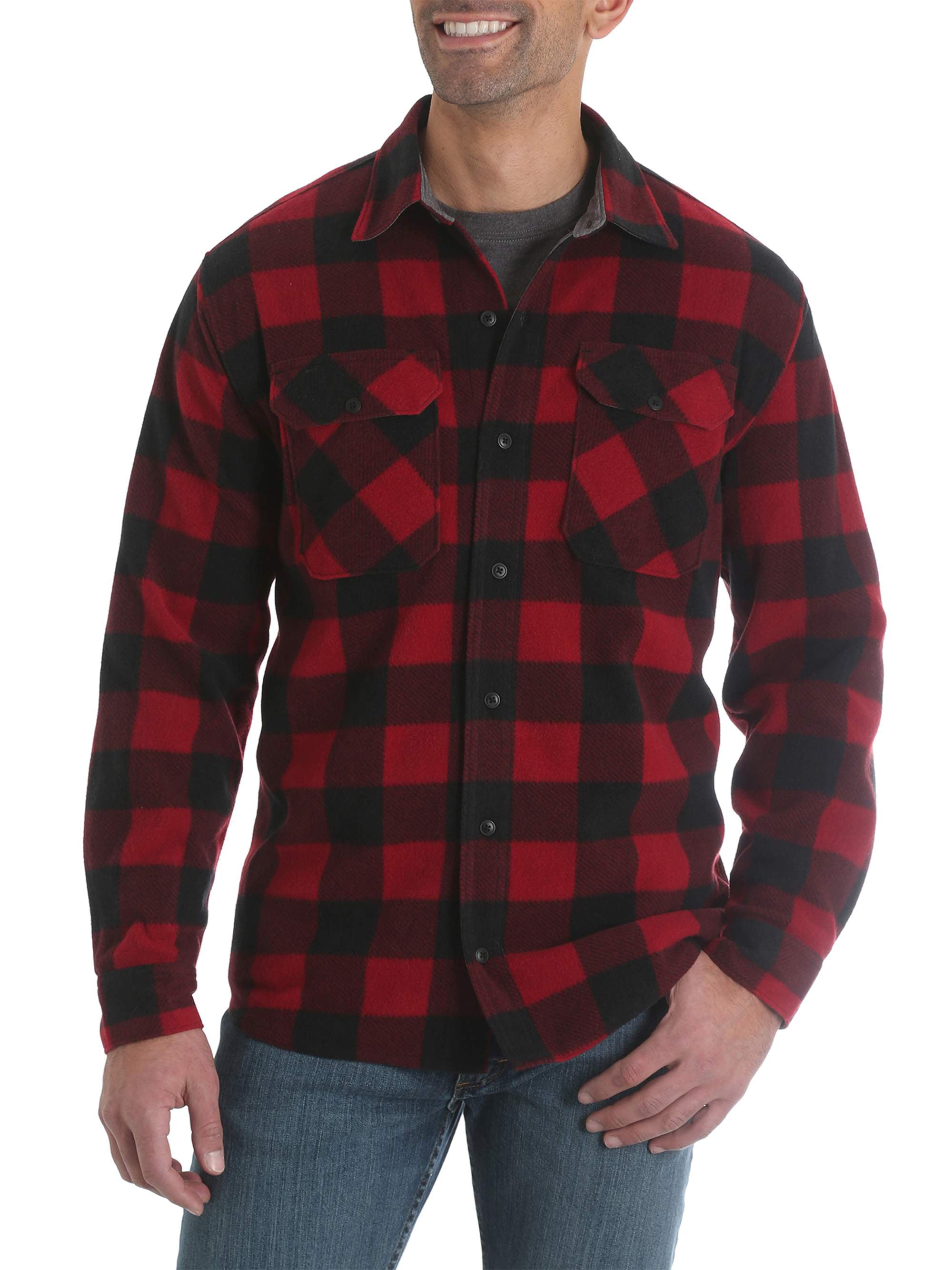 Wrangler Men's Long Sleeve Plaid Wicking Fleece Shirt - Walmart.com