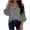 Gray, variant on Women's Short Sleeve Blouse Casual Button Down Shirt Solid Color Puff Sleeve Fashion Top, White M
