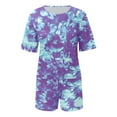 thumbnail image 4 of eileial Girls Tie Dye Two Piece Outfit Short Sleeve Pullover Crop Tops and Short Pants Sweatsuits Tracksuits,Purple 11-12 Years, 4 of 5