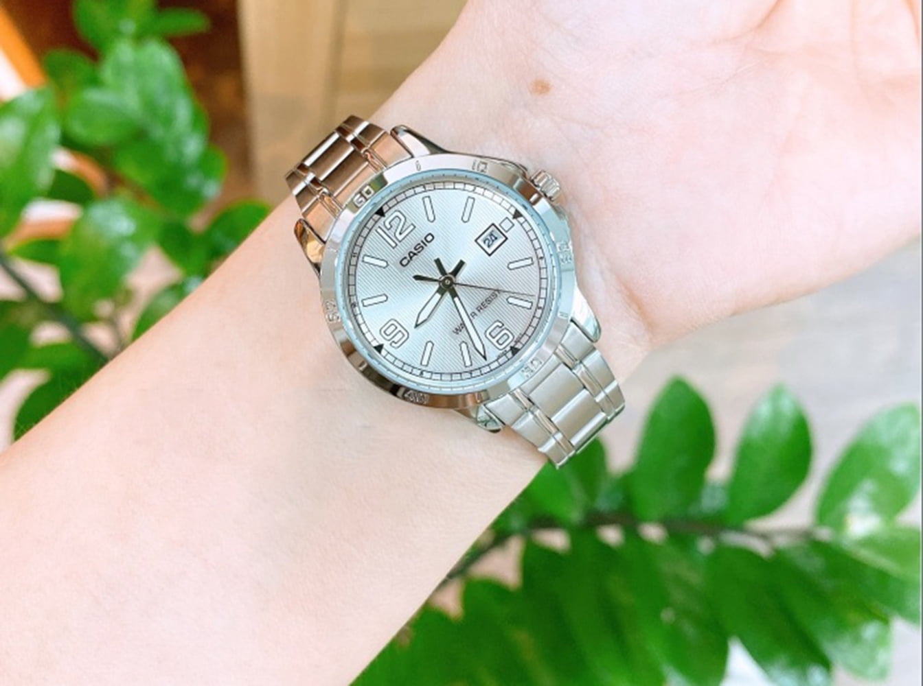 Casio Men’s Silver Dial Stainless Steel Bracelet Watch - LTP-V004D-7B2UDF
