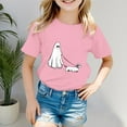 thumbnail image 2 of CAUYDY Halloween Shirts for Kids Toddler Pumpkin Face Ghost Dino Cotton Halloween Tshirt for Boys and Girls(Pink,8-10 Y), 2 of 4