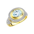 thumbnail image 4 of RYLOS Rings for Women 14K Gold Plated Silver Ring Classic 9X7MM Oval Gemstone & Diamonds March Aquamarine Jewelry Size 11.5, 4 of 7