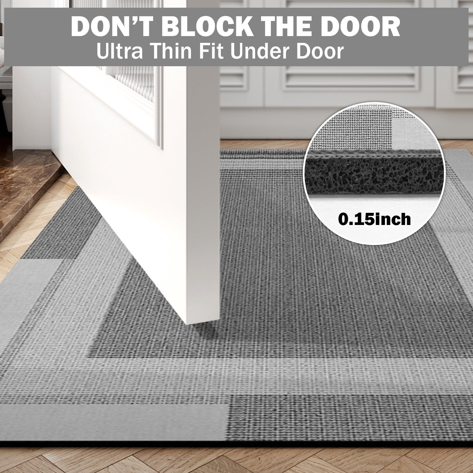 QiCaiJia Non Slip Bathroom Rugs, Absorbent Quick Dry Thin Bath Mat With Rubber Backing For Bathroom Floor Fit Under Door 20"x32" Light Gray