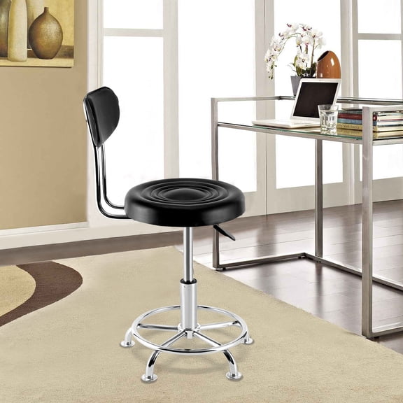 Heavy Duty Hydraulic Stool Salon Chair with 360-degree Swivel Seat Height Adjustable High Barber Stools for Cutting(Black, with Backrest)