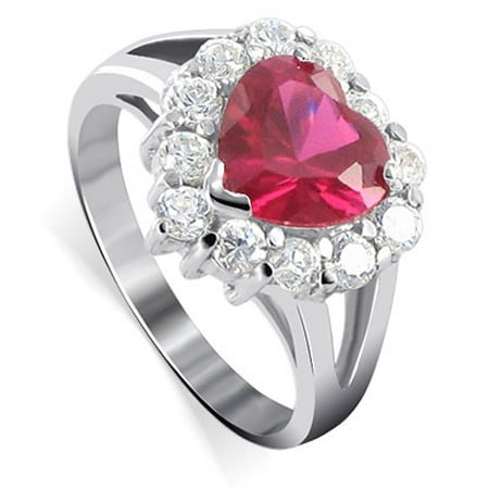 - Gem Avenue 925 Sterling Silver Heart Shape Cubic Zirconia Ring