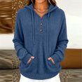 thumbnail image 5 of Nowekniz Women Henley Neck Hoodie Pullover Sweater, Long Sleeve Loose Zip Up Casual Sweatshirt with Drawstring Hood, Three Decorative Buttons and Kangaroo Pocket, 5 of 6