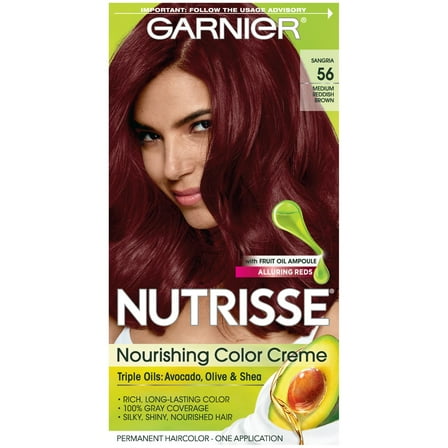 Garnier Nutrisse Nourishing Hair Color Creme - Transform with 56 Medium Reddish Brown (Sangria) for Vibrant Locks! (Packaging May Vary)