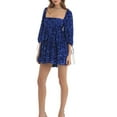 thumbnail image 2 of ZAXARRA Femme Été Sequin Sparkle Robe Demi-Manche Col Carré Dos Découpé une Ligne Robe Courte Robe de Soirée, 2 of 5