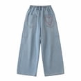 thumbnail image 3 of XXWXYD Teen Girls Baggy Jeans Wide Leg Denim Pants 2026 Cute Cartoon Embroidery Patchwork Jeans Y2𝖪 Vintage Wash Trendy Prepp𝗒 Pants Girls Loose Fit Palazz𝗈 Pants, 3 of 8