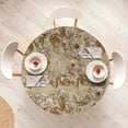 thumbnail image 4 of Ambesonne Floral Fitted Round Tablecloth, Roses Engraving Retro Print, 56"- 60" Diameter, Dark Khaki Champagne, 4 of 5