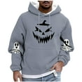 thumbnail image 2 of Yusimy Men's Hooded Sweatshirt Halloween Ghost Print Fleece-Lined Pocket Drawstring Long Sleeve Streetwear Cozy Winter Pullover, 2 of 5