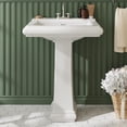 thumbnail image 2 of Bingirl Rectangular Pedestal Sink 23 Inch by 19 Inch White Ceramic with Overflow and One Faucet Hole, 2 of 8