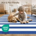 thumbnail image 4 of ODIKA 4'x6' Welcome Door Motif Striped Nautical Farmhouse Beachy Front Layered Washable Area Rug None for Dorm Room, Small Living Stain Resistant Low Profile, Easy Care, 4 of 7