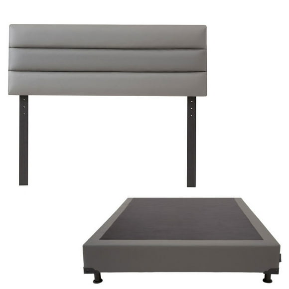 Box Base Cama Matrimonial + Cabecera Londres Gris Dicasa  Londres Vita
