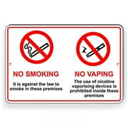No Smoking Or Vaping Sign In This Area Warning SIZE: 8" x 12"