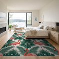 thumbnail image 3 of ODIKA 9'x12' Washable Area Rug Frond Border Jungle Motif Exotic Hibiscus Watercolor Leaves Botanical Refined for Great Room, Indoor Concept, Large Living Low Pile, Flatwoven, 3 of 7