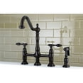 thumbnail image 3 of Kingston Brass KS1275TALBS Tudor Bridge Kitchen Faucet with Brass Sprayer, Oil Rubbed Bronze, 3 of 3