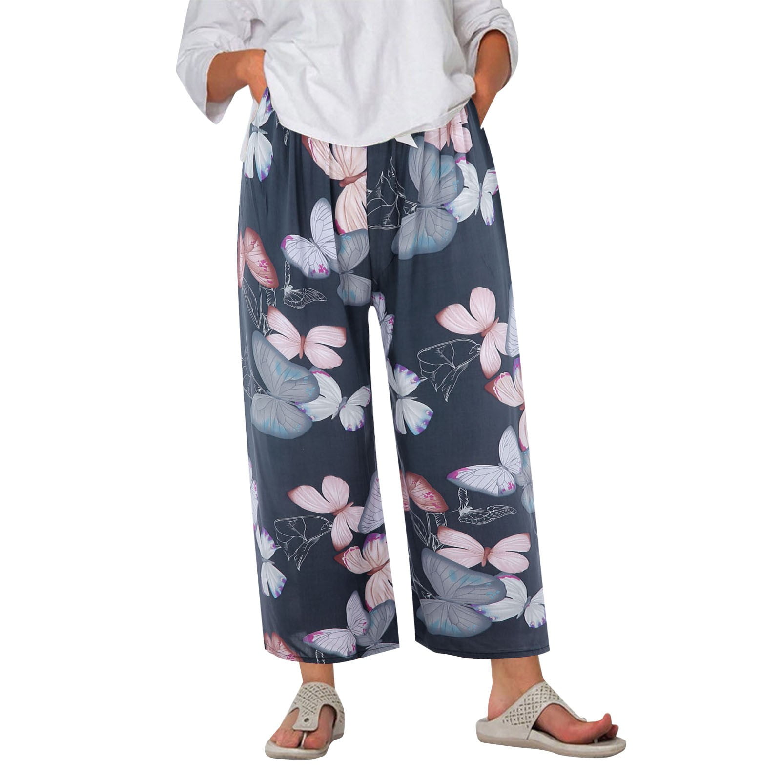 XIUH Casual Pants Women's Pajama Pants Comfy Printed Wide Leg Lounge ...