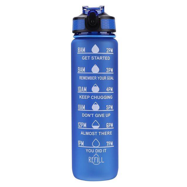 Deportes Marcador de tiempo Botella de agua 1000 ml Gimnasio al aire libre Estudiante Taza de agua potable con pajita BPA Hervidor de agua para el hogar Hugtrwg Para estrenar
