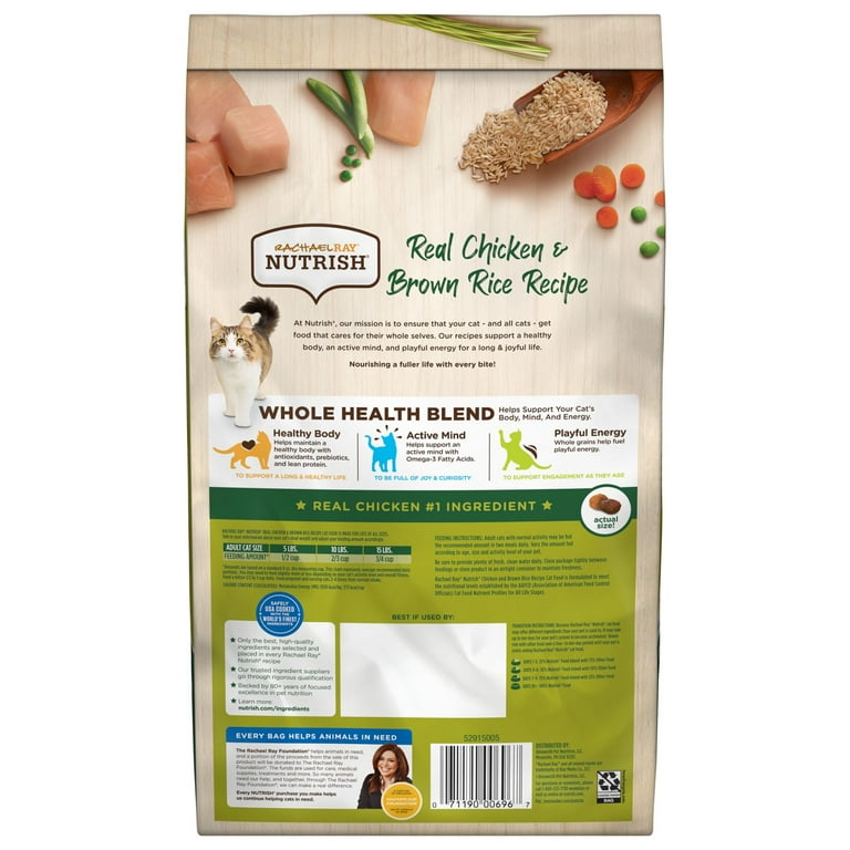 Rachael Ray Nutrish Real Chicken Brown Rice Recipe Dry Cat Food 3 lbs