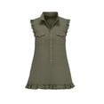 thumbnail image 4 of Zpzdpjkx Women's Summer Casual Ruffle Mini Dresses V-Neck Sleeveless Solid Shirt Dress with Pockets, 4 of 9