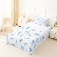 thumbnail image 3 of spefrowx Watercolor Blue Bow Twin Sheets for Girls, Cute Love Heart Bedding, 3 Pieces, 1 Flat Sheet, 1 Fitted Sheet and 1 Pillowcase, 3 of 6