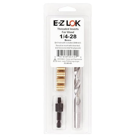 

E-Z LOK 400-428 Threaded Inserts for Wood Installation Kit Brass Includes 1/4-28 Knife Thread Inserts (5) Drill Installation Tool