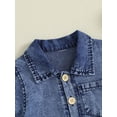 thumbnail image 6 of BemeyourBBs Baby Denim Jumpsuit Short Sleeve Lapel Button Up Solid Color Romper, 6 of 9