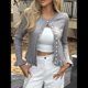 thumbnail image 4 of Suéteres Tipo Cárdigan con Botones para Mujer, Ligeros, de Larga, Cuello Redondo, de Punto, de Verano, con Abertura Frontal Gris XL, 4 of 7