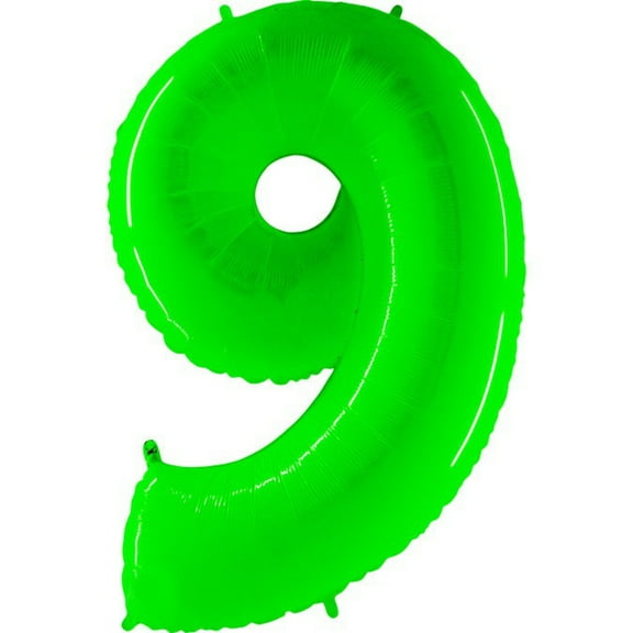 40 inch Number 9 - Lime Green Foil Mylar Balloon - Party Supplies Decorations