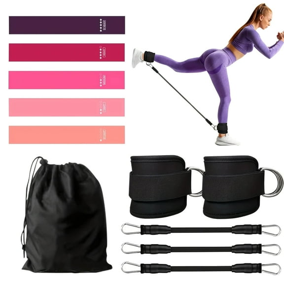 BYXAS Resistance Bands Set – Resistance Band and Adjustable Ankle Exercise Bands with Cuffs Great Equipment for Training, Working Out, Yoga,Home Gym with Carry Bag,Set of 8(Black)