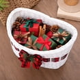 thumbnail image 3 of 2026 Christmas Indoor Home Decor White Wicker Christmas Storage Basket With Plaid Bow Decor Curved Open Weave Basket For Holiday Gift Organizer Tabletop Decor, 3 of 5