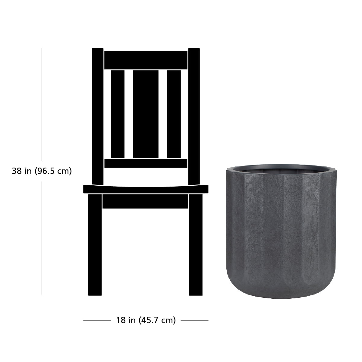 Better Homes & Gardens Adler 16 inch Resin Planter Black With Modern Design for Indoor Outdoor Plant